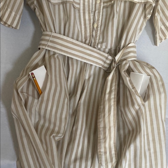 Stitches Cream Midi Dress with Notched Collar - Picture 8 of 8